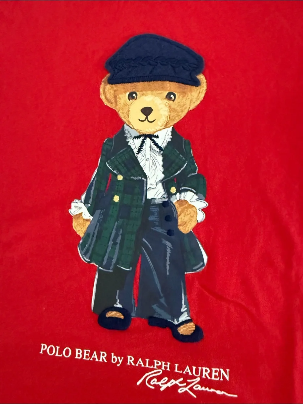 New girls Sz M 8-10, XL 16 Ralph Lauren Red Polo Bear Short Sleeve shirt